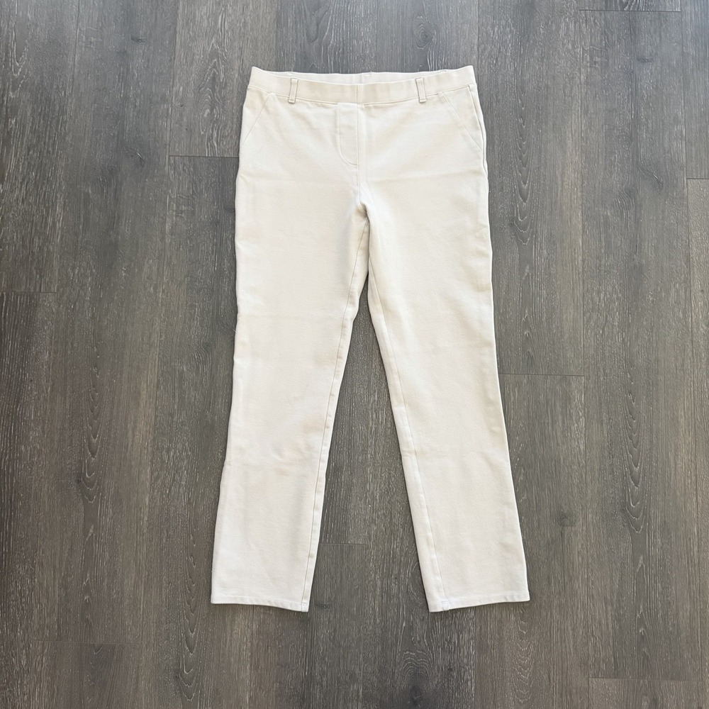 Quince Ultra-Stretch Ponte Straight Leg Pants Size Large Beige Minimalist Career